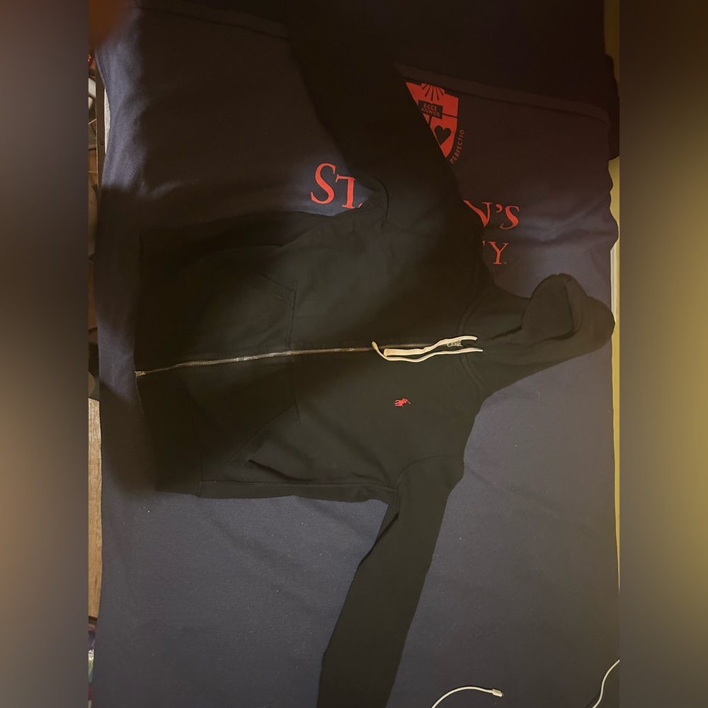 Black Zip-Up Hoodie polo ralph lauren size medium kinda shrunk used